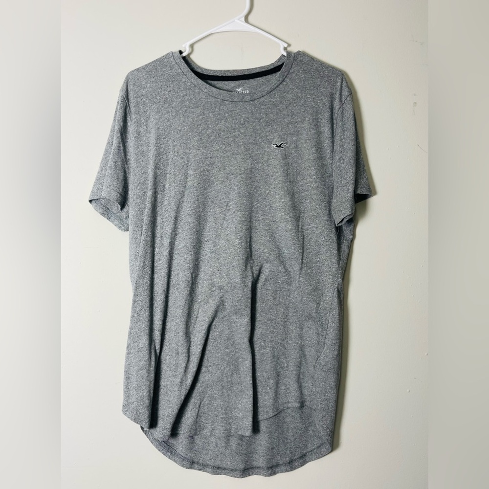 Hollister Shirt Men's Large Gray Curved Hem Casual Outdoorsy Minimalist Plain